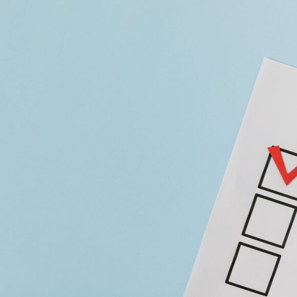 red check mark on box in close up view