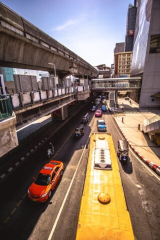 arial view photo of cars
