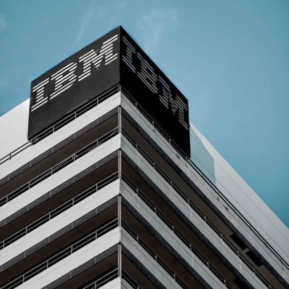 modern office building featuring ibm logo