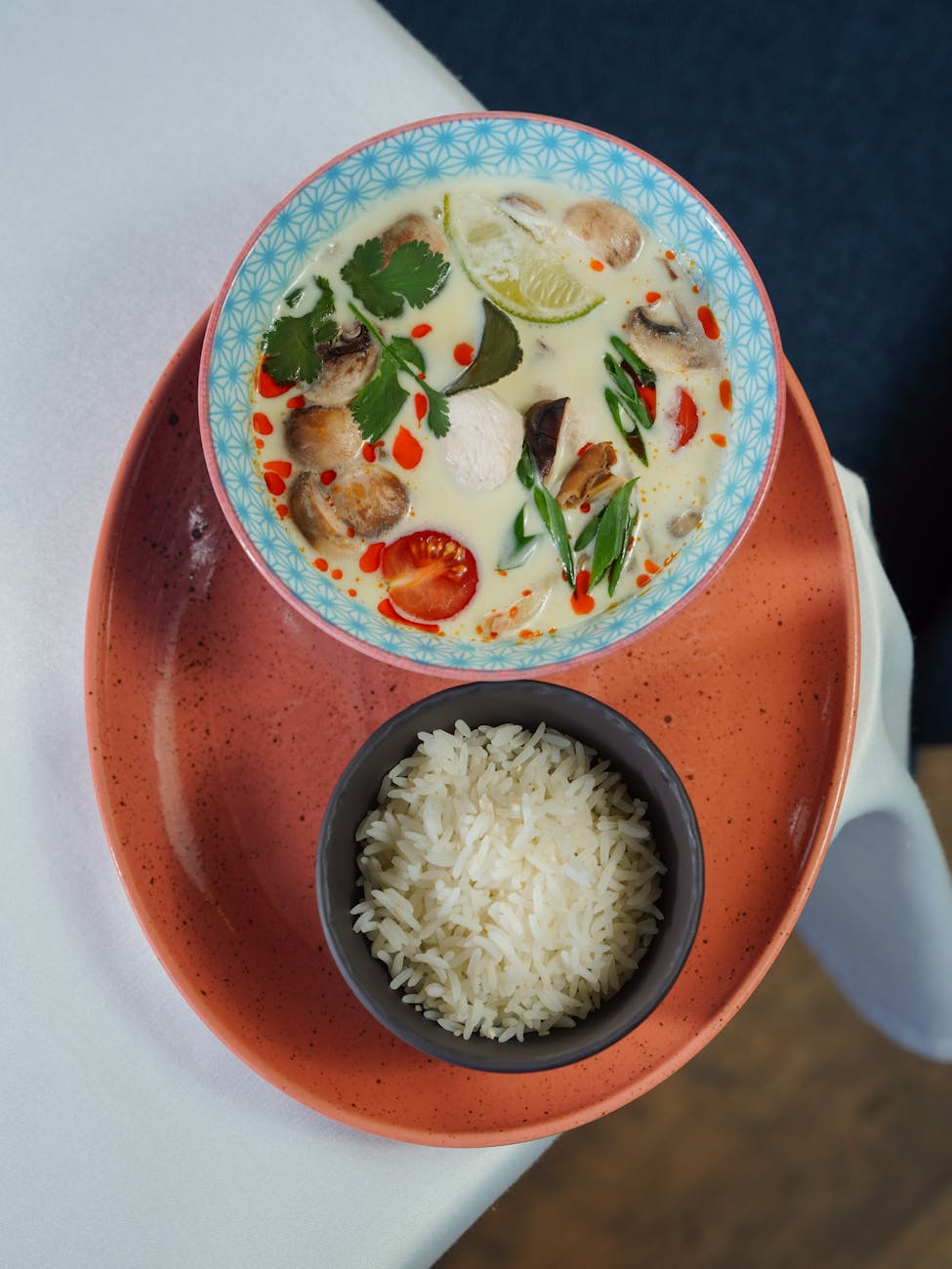traditional dish with rice on tray